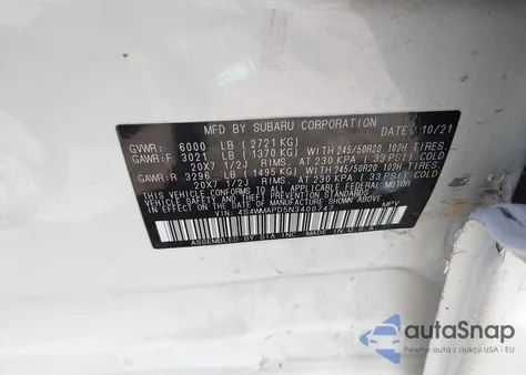2022 Subaru Ascent Limited z USA, uszkodzony, nr VIN 4S4WMAPD8N3437730